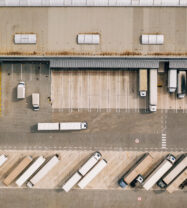 overhead view of trucking facility